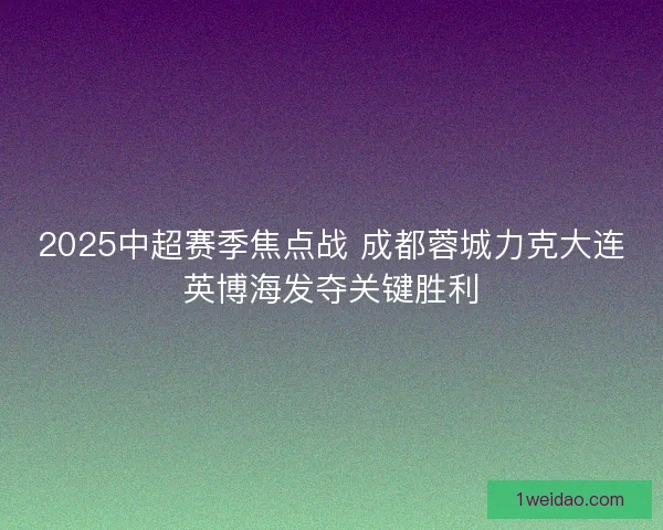 2025中超赛季焦点战 成都蓉城力克大连英博海发夺关键胜利