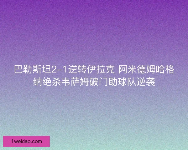 巴勒斯坦2-1逆转伊拉克 阿米德姆哈格纳绝杀韦萨姆破门助球队逆袭